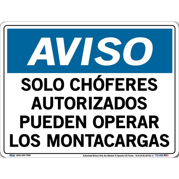Vinyl Label Sign, 9-1/2" Height, 12-1/2" Width, Vinyl Label, Rectangle, Spanish